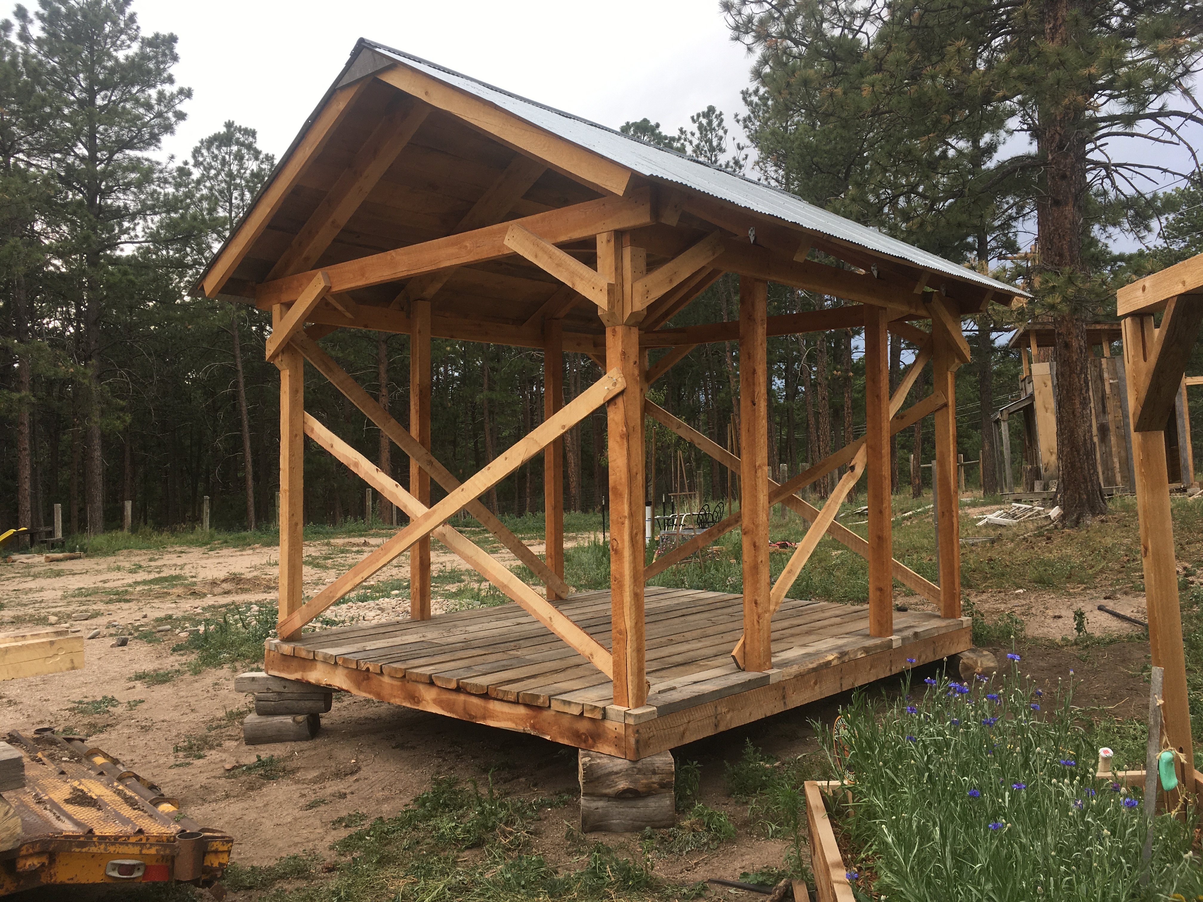 pavilion made from rough cut lumber
